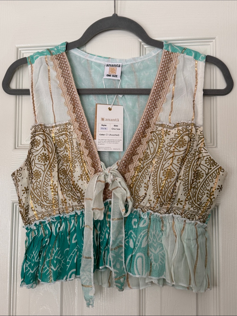 Boho Tiered Skirt Set in Teal, Coral , Cream, Tan paisley adjustable S-XL - Picture 3 of 8